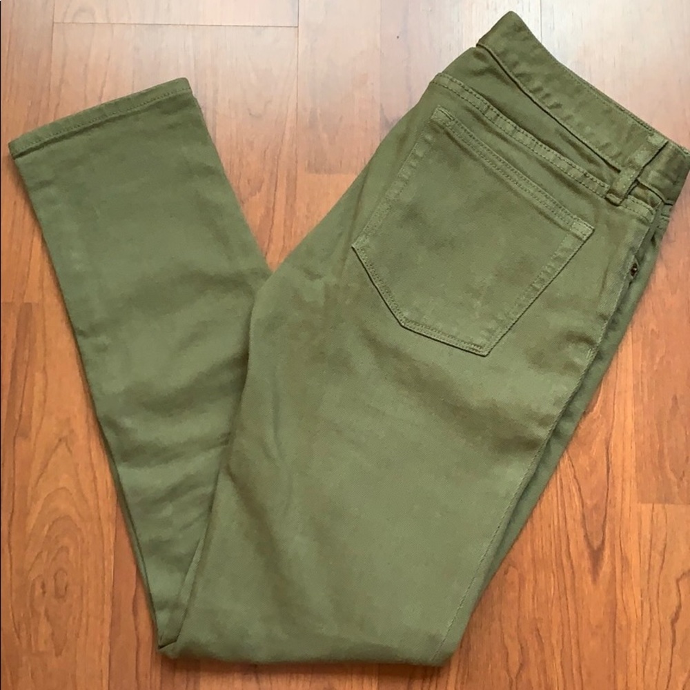 J. Crew Toothpick Skinny Jeans in Olive Sz 26